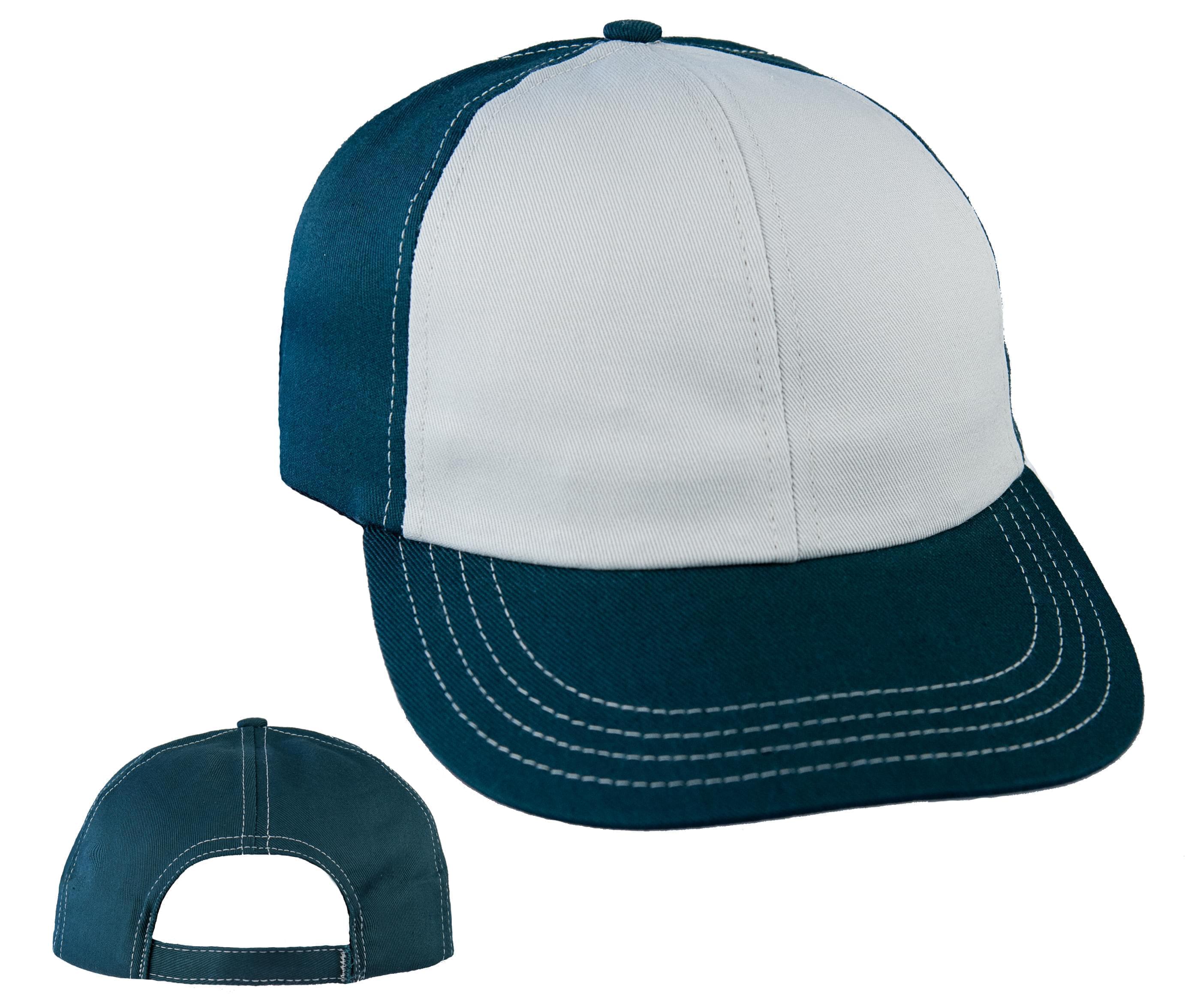 Unstructured Velcro Contrast Back Baseball Caps USA Made by Unionwear