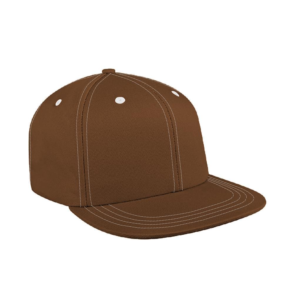 Brown-White Wool Leather Flat Brim