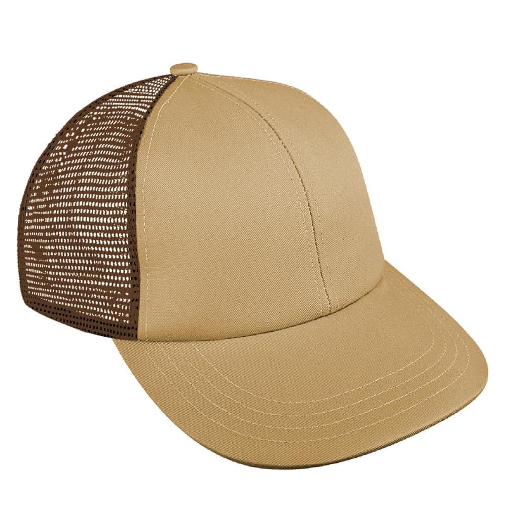 USA Made Khaki-Brown Split Lowstyle Chino/Mesh Snapback