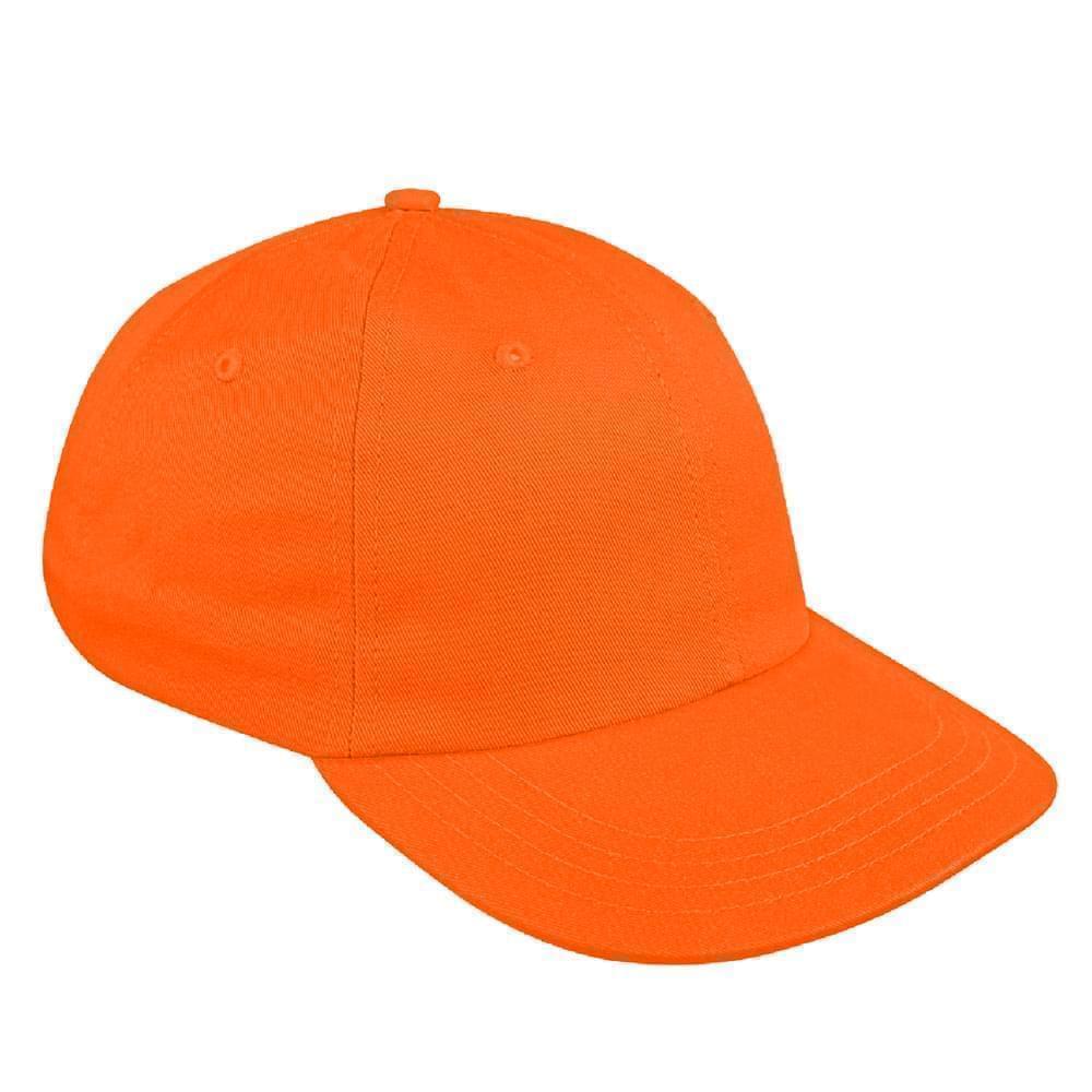 USA Made Blaze Orange Twill Leather Dad Cap display picture 1