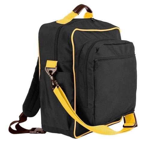 USA Made Poly Daypack Rucksacks, Black-Gold, 1070-AO5