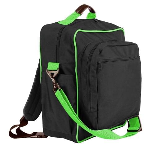 USA Made Poly Daypack Rucksacks, Black-Lime, 1070-AOY