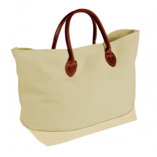 Leather Handle Tote-Canvas-24x13x8