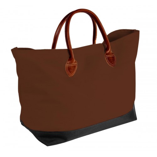 USA Made Canvas Leather Handle Totes, Brown-Black, 10899-CA9
