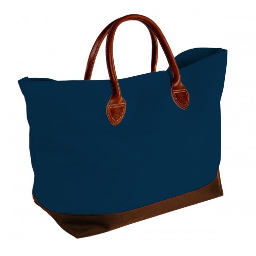 USA Made Canvas Leather Handle Totes, Navy-Brown, 10899-DC9