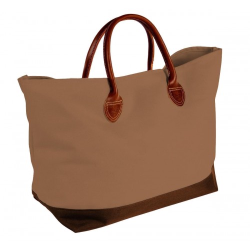 USA Made Canvas Leather Handle Totes, Khaki-Brown, 10899-DJ9