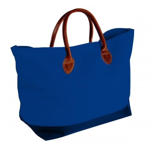 USA Made Canvas Leather Handle Totes, Royal Blue-Navy, 10899-IF9
