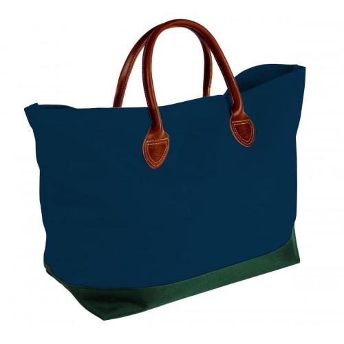 USA Made Canvas Leather Handle Totes, Navy-Hunter Green, 10899-VC9