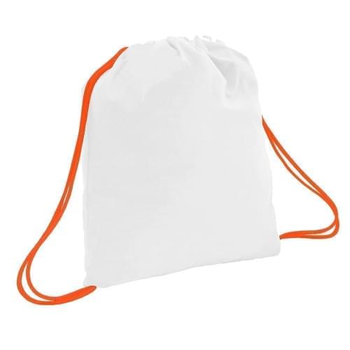USA Made 200 D Nylon Drawstring Backpacks, White-Orange, 2001744-T30