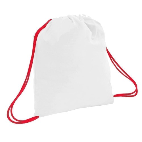 USA Made 200 D Nylon Drawstring Backpacks, White-Red, 2001744-T32 USA Made 200 D Nylon Drawstring Backpacks, White-Red, 2001744-T32