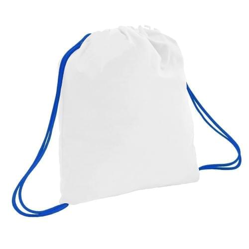 USA Made 200 D Nylon Drawstring Backpacks, White-Royal, 2001744-T33
