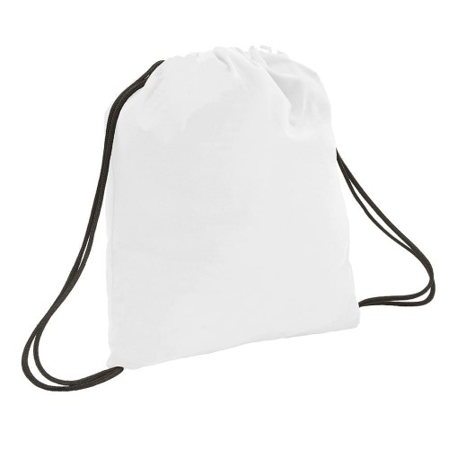 USA Made 200 D Nylon Drawstring Backpacks, White-Black, 2001744-T3R