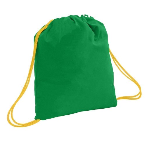 USA Made 200 D Nylon Drawstring Backpacks, Kelly-Gold, 2001744-TT5