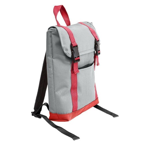 USA Made Poly Small T Bottom Backpacks, Gray-Red, 2001921-A12 USA Made Poly Small T Bottom Backpacks, Gray-Red, 2001921-A12