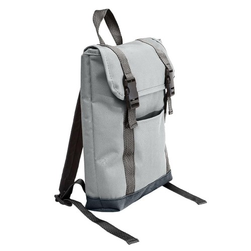 USA Made Poly Small T Bottom Backpacks, Gray-Black, 2001921-A1R