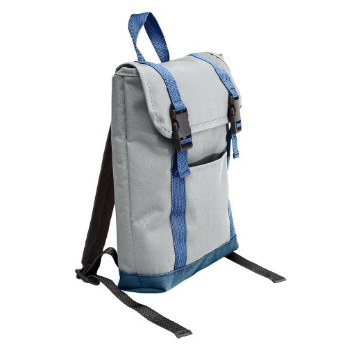 USA Made Poly Small T Bottom Backpacks, Gray-Navy, 2001921-A1Z