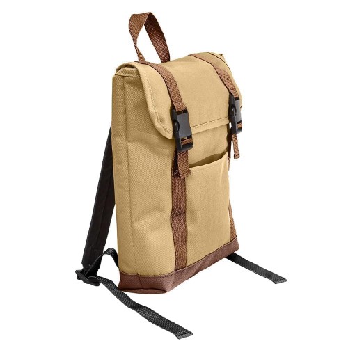 USA Made Poly Small T Bottom Backpacks, Khaki-Brown, 2001921-A2S