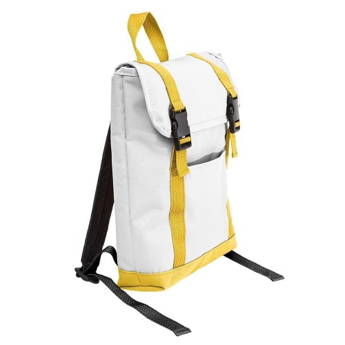 USA Made Poly Small T Bottom Backpacks, White-Gold, 2001921-A35