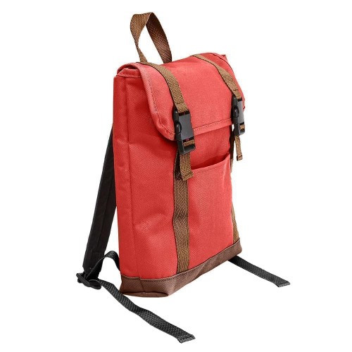 USA Made Canvas Small T Bottom Backpacks, Red-Brown, 2001921-AES