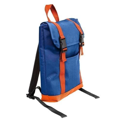 USA Made Canvas Small T Bottom Backpacks, Royal-Orange, 2001921-AF0