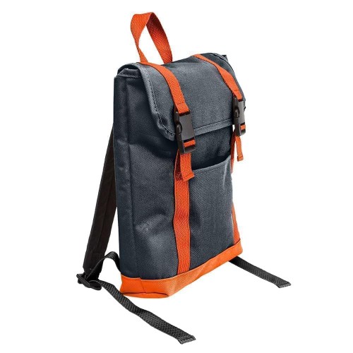 USA Made Canvas Small T Bottom Backpacks, Black-Orange, 2001921-AH0