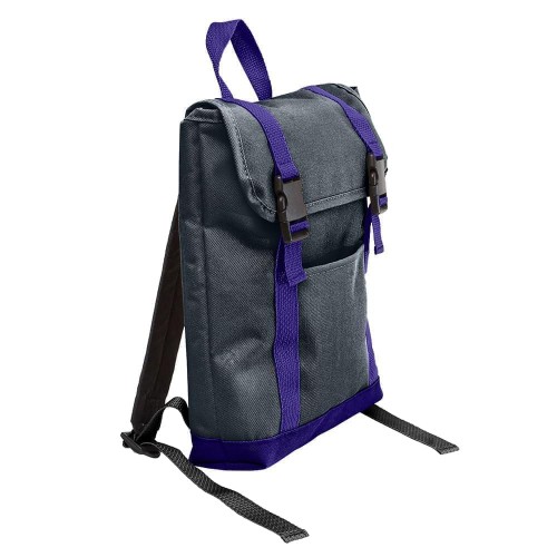 USA Made Canvas Small T Bottom Backpacks, Black-Purple, 2001921-AH1