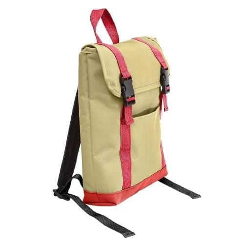 USA Made Canvas Small T Bottom Backpacks, Natural-Red, 2001921-AK2