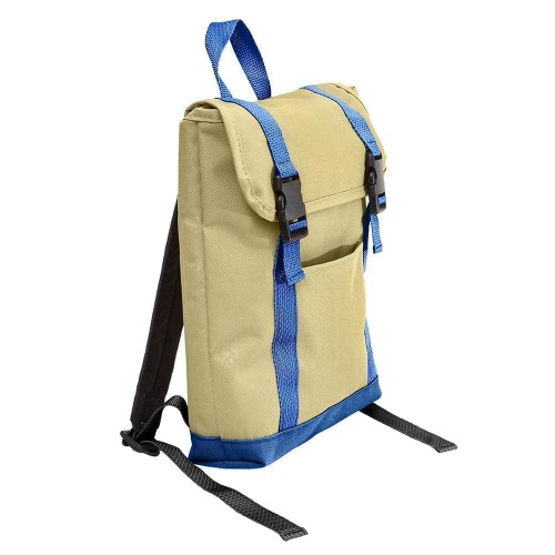 USA Made Canvas Small T Bottom Backpacks, Natural-Royal, 2001921-AK3