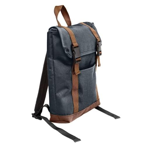 USA Made Poly Small T Bottom Backpacks, Black-Brown, 2001921-AOS