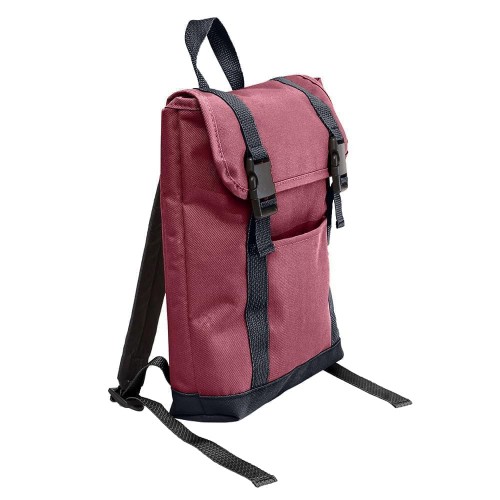 USA Made Poly Small T Bottom Backpacks, Burgundy-Graphite, 2001921-AQT
