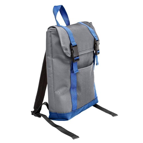 USA Made Poly Small T Bottom Backpacks, Graphite-Royal, 2001921-AR3