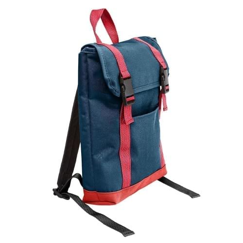 USA Made Poly Small T Bottom Backpacks, Navy-Red, 2001921-AW2
