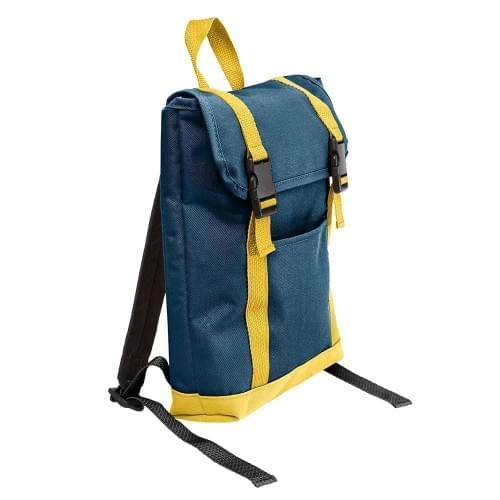 USA Made Poly Small T Bottom Backpacks, Navy-Gold, 2001921-AW5