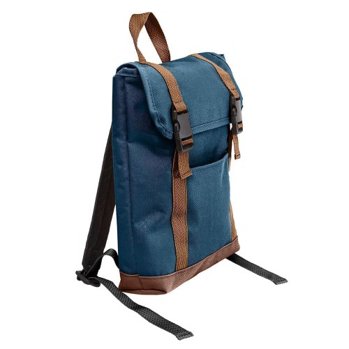 USA Made Poly Small T Bottom Backpacks, Navy-Brown, 2001921-AWS