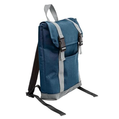 USA Made Poly Small T Bottom Backpacks, Navy-Gray, 2001921-AWU