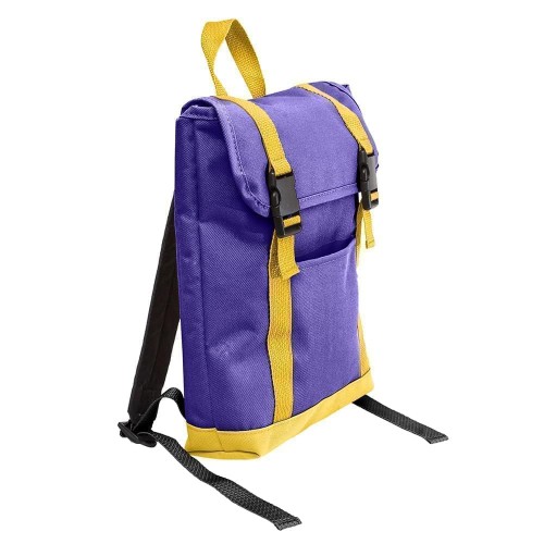 USA Made Poly Small T Bottom Backpacks, Purple-Gold, 2001921-AY5