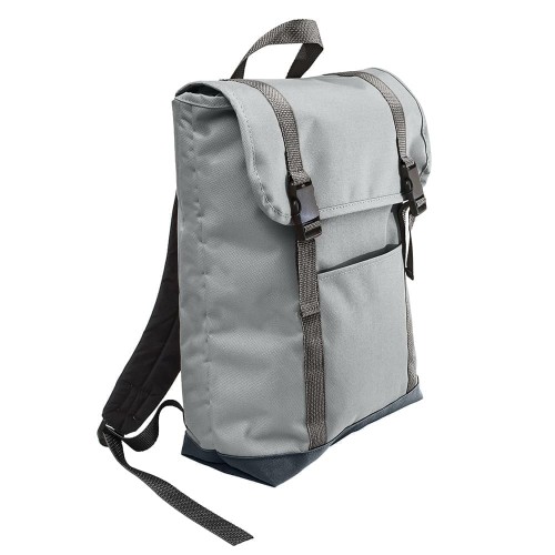 USA Made Poly Large T Bottom Backpacks, Gray-Black, 2001922-A1R