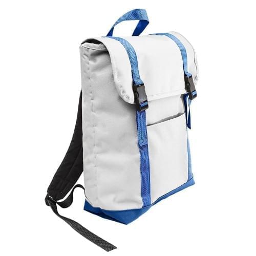 USA Made Poly Large T Bottom Backpacks, White-Royal, 2001922-A33