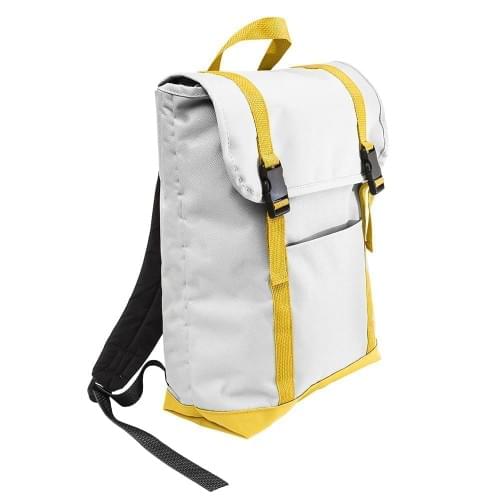 USA Made Poly Large T Bottom Backpacks, White-Gold, 2001922-A35