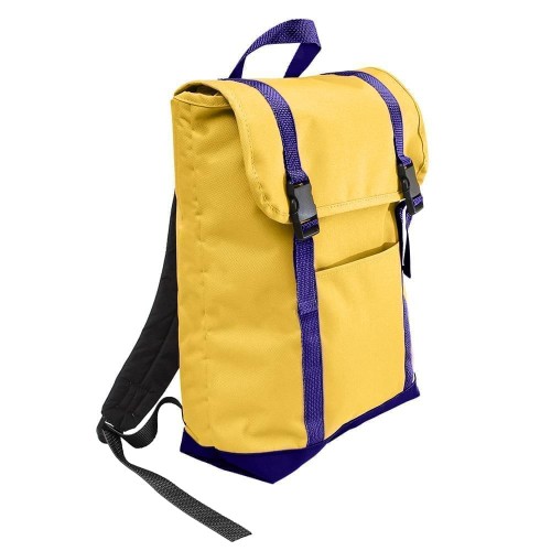 USA Made Poly Large T Bottom Backpacks, Gold-Purple, 2001922-A41