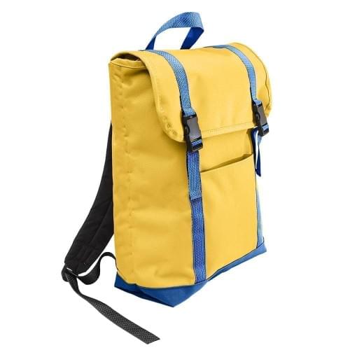 USA Made Poly Large T Bottom Backpacks, Gold-Royal, 2001922-A43