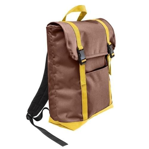 USA Made Canvas Large T Bottom Backpacks, Brown-Gold, 2001922-AA5