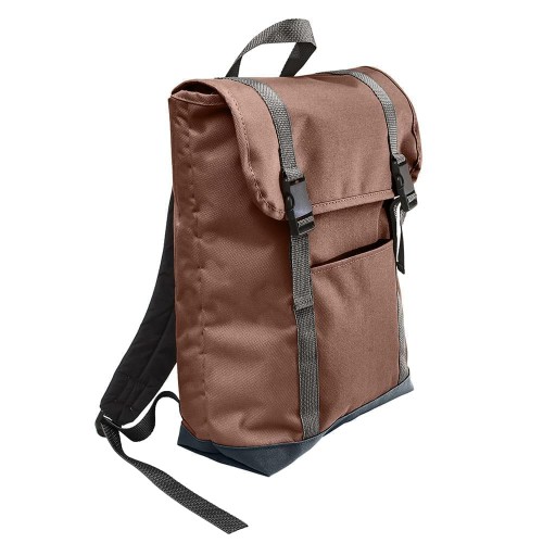 USA Made Canvas Large T Bottom Backpacks, Brown-Black, 2001922-AAR