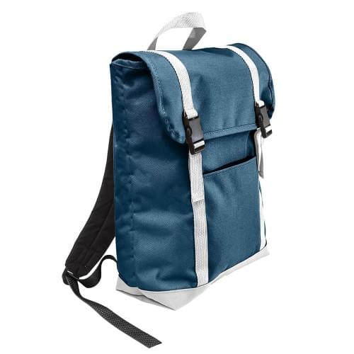 USA Made Canvas Large T Bottom Backpacks, Navy-White, 2001922-AC4