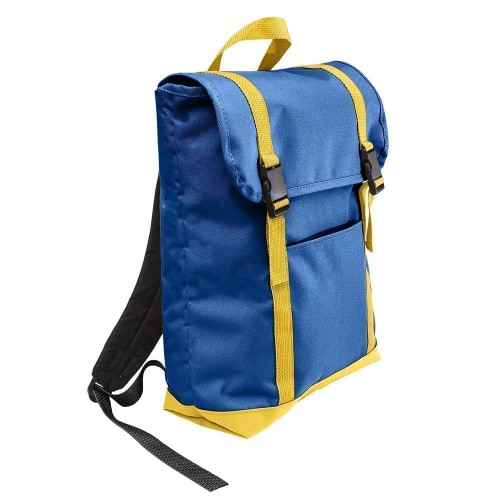 USA Made Canvas Large T Bottom Backpacks, Royal-Gold, 2001922-AF5