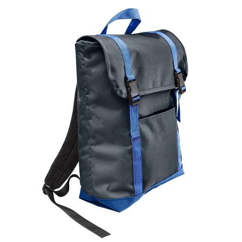 USA Made Canvas Large T Bottom Backpacks, Black-Royal, 2001922-AH3