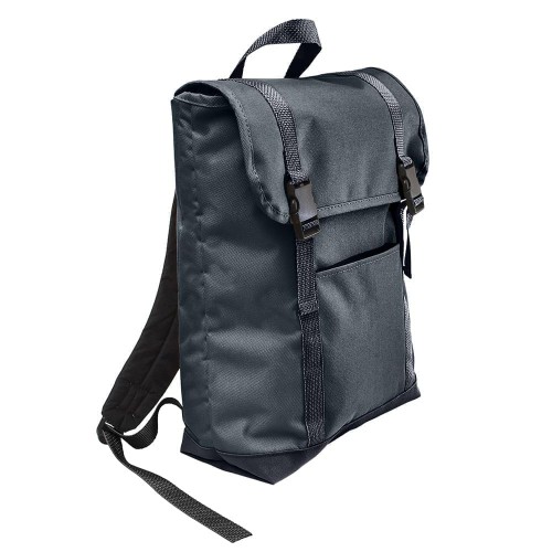 USA Made Canvas Large T Bottom Backpacks, Black-Graphite, 2001922-AHT