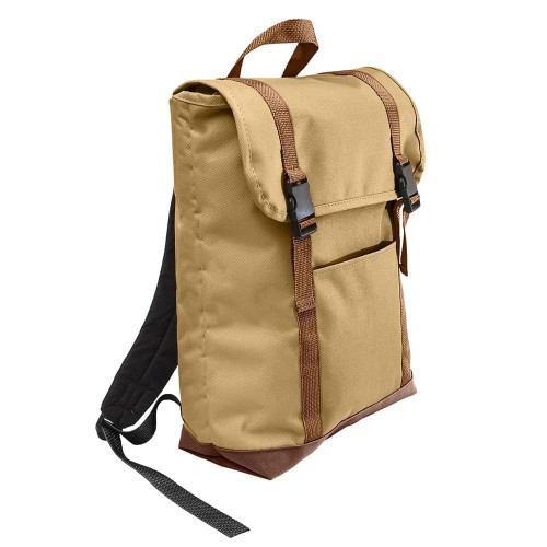 USA Made Canvas Large T Bottom Backpacks, Khaki-Brown, 2001922-AJS