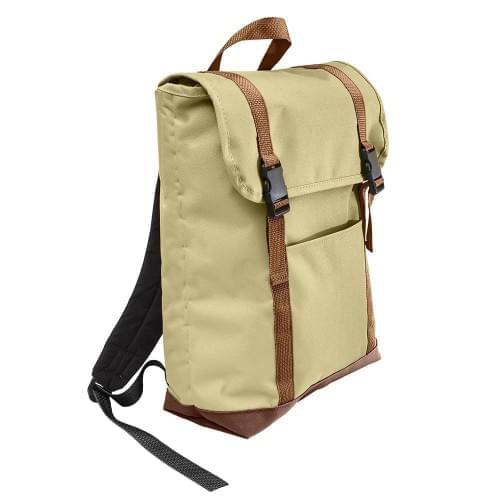 USA Made Canvas Large T Bottom Backpacks, Natural-Brown, 2001922-AKS