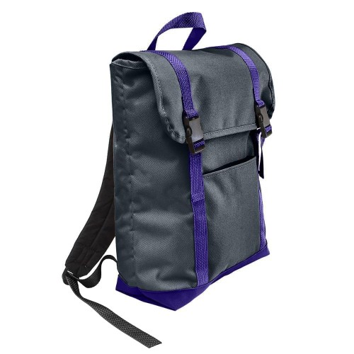 USA Made Poly Large T Bottom Backpacks, Black-Purple, 2001922-AO1 USA Made Poly Large T Bottom Backpacks, Black-Purple, 2001922-AO1